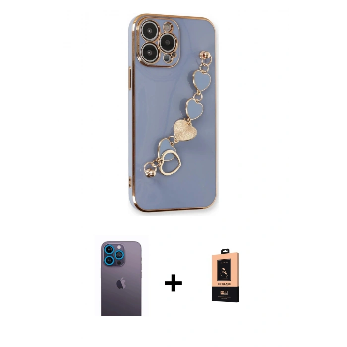 MARSİLYAN™- iPhone 13 Pro Max Kılıf Nova Işık Prime - Şeffaf Maxco Cam Ekran Koruyucu + Neon Fosforlu Kamera Lens - MI