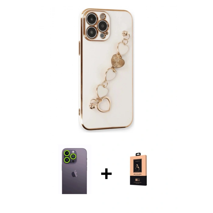 MARSİLYAN™- iPhone 13 Pro Max Kılıf Nova Işık Prime - Şeffaf Maxco Cam Ekran Koruyucu + Neon Fosforlu Kamera Lens - YL