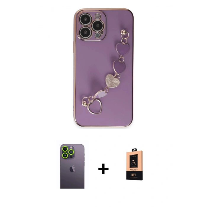 MARSİLYAN™- iPhone 13 Pro Max Kılıf Nova Işık Prime - Şeffaf Maxco Cam Ekran Koruyucu + Neon Fosforlu Kamera Lens - YL