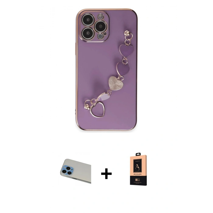 MARSİLYAN™- iPhone 13 Pro Max Kılıf Nova Işık Prime - Şeffaf Maxco Cam Ekran Koruyucu + Rainbow Kamera Lens Koruma Cam - MI