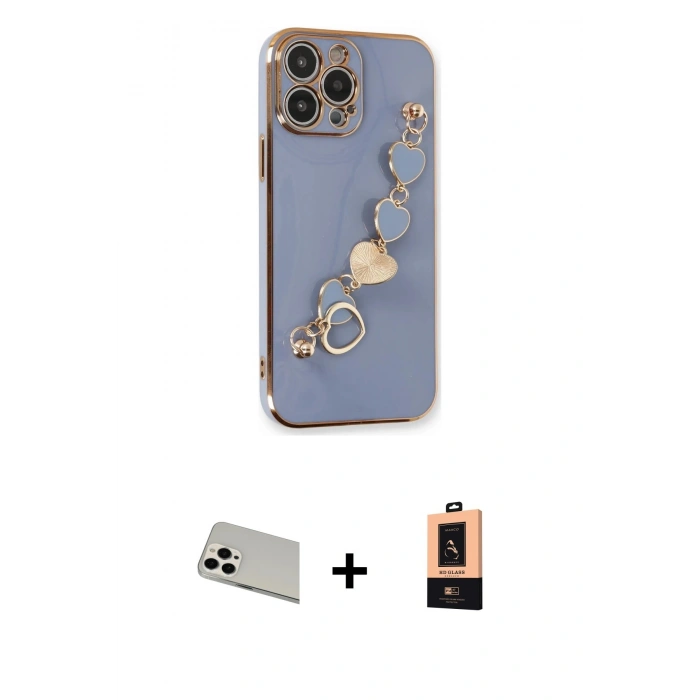 MARSİLYAN™- iPhone 13 Pro Max Kılıf Nova Işık Prime - Şeffaf Maxco Cam Ekran Koruyucu + Rainbow Kamera Lens Koruma Cam - BZ