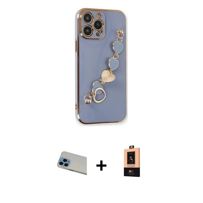MARSİLYAN™- iPhone 13 Pro Max Kılıf Nova Işık Prime - Şeffaf Maxco Cam Ekran Koruyucu + Rainbow Kamera Lens Koruma Cam - MI