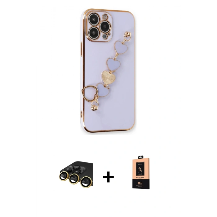 MARSİLYAN™- iPhone 13 Pro Max Kılıf Nova Işık Prime - Şeffaf Maxco Cam Ekran Koruyucu + Raze Metal Kamera Lens - GD