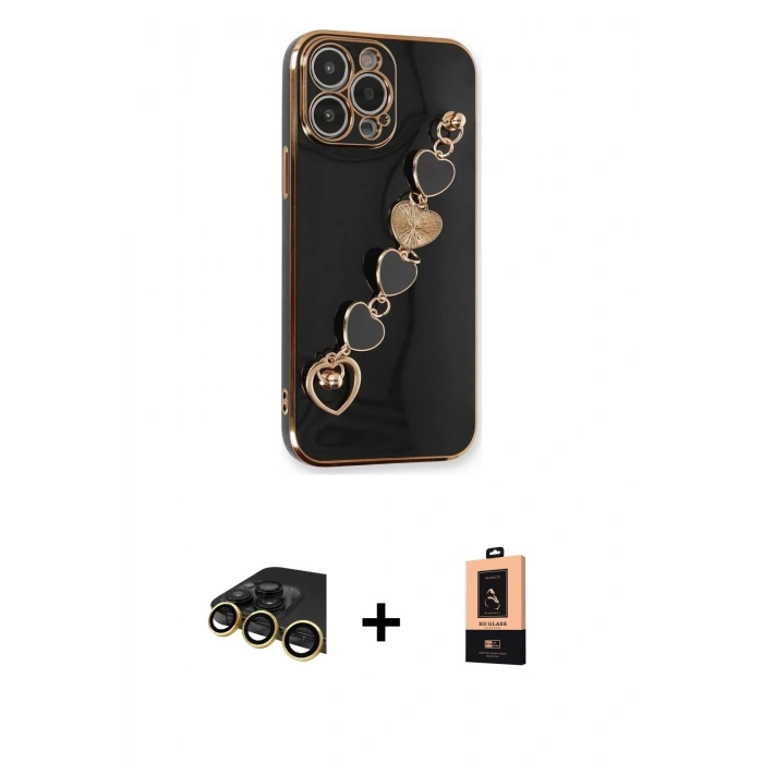 MARSİLYAN™- iPhone 13 Pro Max Kılıf Nova Işık Prime - Şeffaf Maxco Cam Ekran Koruyucu + Raze Metal Kamera Lens - GD