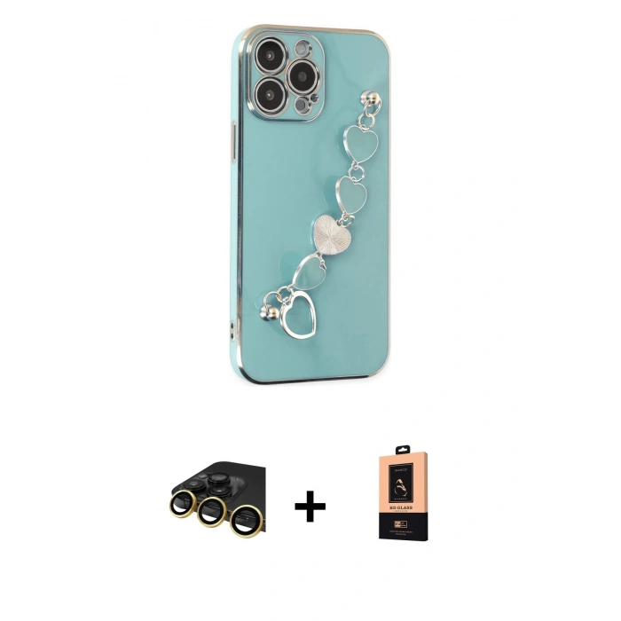 MARSİLYAN™- iPhone 13 Pro Max Kılıf Nova Işık Prime - Şeffaf Maxco Cam Ekran Koruyucu + Raze Metal Kamera Lens - GD