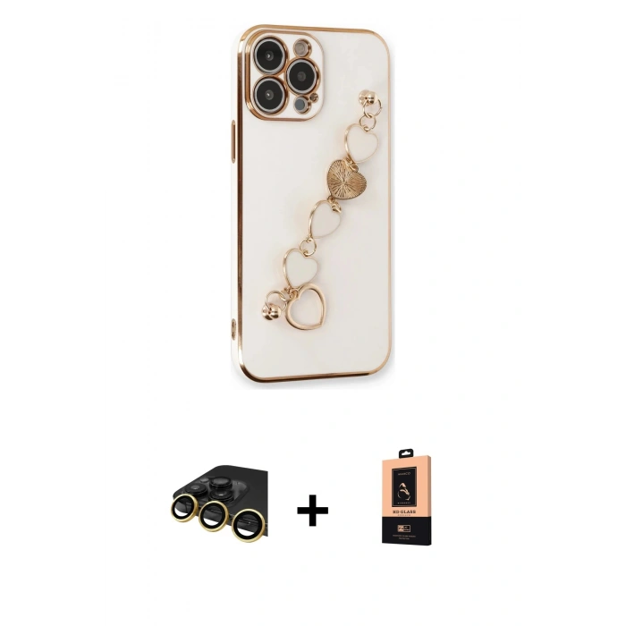 MARSİLYAN™- iPhone 13 Pro Max Kılıf Nova Işık Prime - Şeffaf Maxco Cam Ekran Koruyucu + Raze Metal Kamera Lens - GD