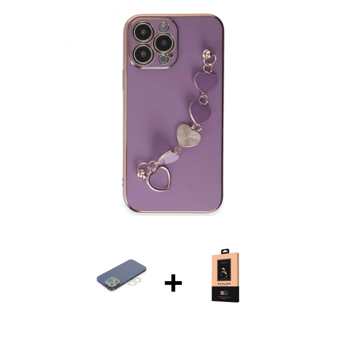 MARSİLYAN™- iPhone 13 Pro Max Kılıf Nova Işık Prime - Şeffaf Maxco Cam Ekran Koruyucu + Renkli Kamera Lens Koruma Cam - YL