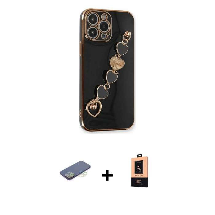 MARSİLYAN™- iPhone 13 Pro Max Kılıf Nova Işık Prime - Şeffaf Maxco Cam Ekran Koruyucu + Renkli Kamera Lens Koruma Cam - YL
