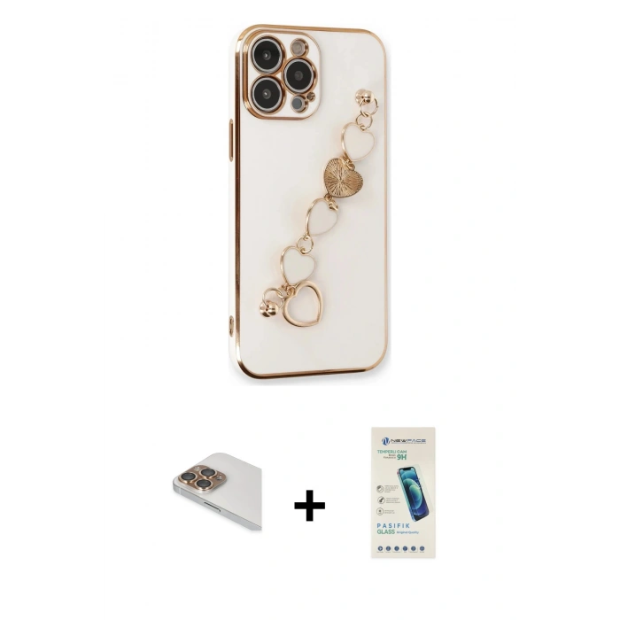 MARSİLYAN™- iPhone 13 Pro Max Kılıf Nova Işık Prime - Şeffaf Pasifik Cam Ekran Koruyucu + Pers Alüminyum Kamera Lens - GD