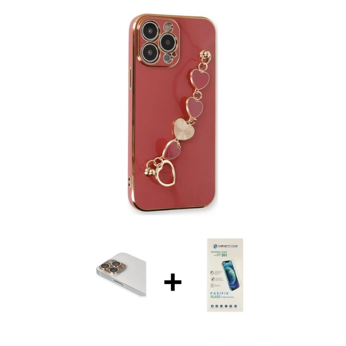 MARSİLYAN™- iPhone 13 Pro Max Kılıf Nova Işık Prime - Şeffaf Pasifik Cam Ekran Koruyucu + Pers Alüminyum Kamera Lens - GD