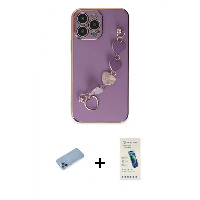 MARSİLYAN™- iPhone 13 Pro Max Kılıf Nova Işık Prime - Şeffaf Pasifik Cam Ekran Koruyucu + Shine Kamera Lens Koruma Cam - MI