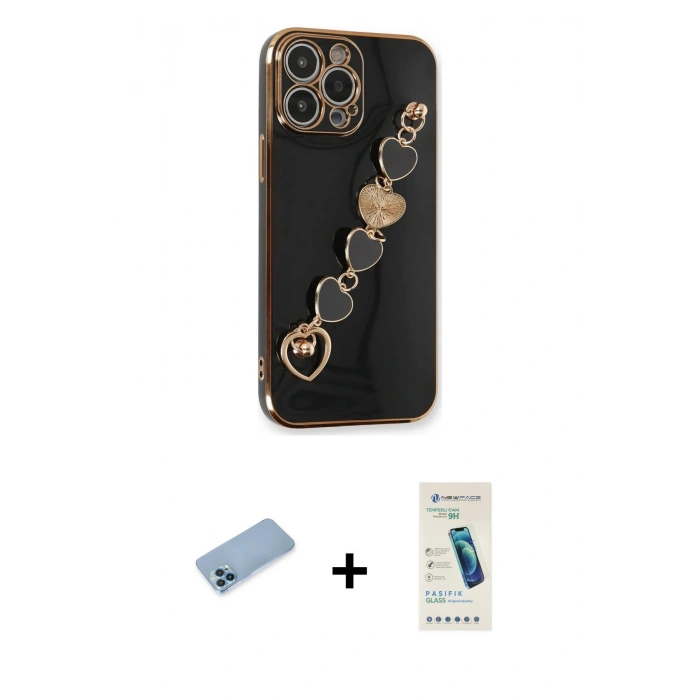 MARSİLYAN™- iPhone 13 Pro Max Kılıf Nova Işık Prime - Şeffaf Pasifik Cam Ekran Koruyucu + Shine Kamera Lens Koruma Cam - MI