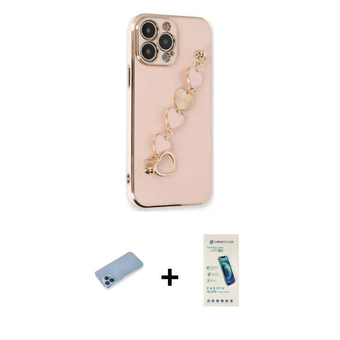 MARSİLYAN™- iPhone 13 Pro Max Kılıf Nova Işık Prime - Şeffaf Pasifik Cam Ekran Koruyucu + Shine Kamera Lens Koruma Cam - MI