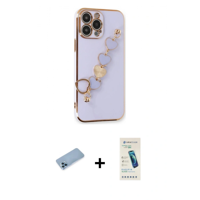 MARSİLYAN™- iPhone 13 Pro Max Kılıf Nova Işık Prime - Şeffaf Pasifik Cam Ekran Koruyucu + Shine Kamera Lens Koruma Cam - MI