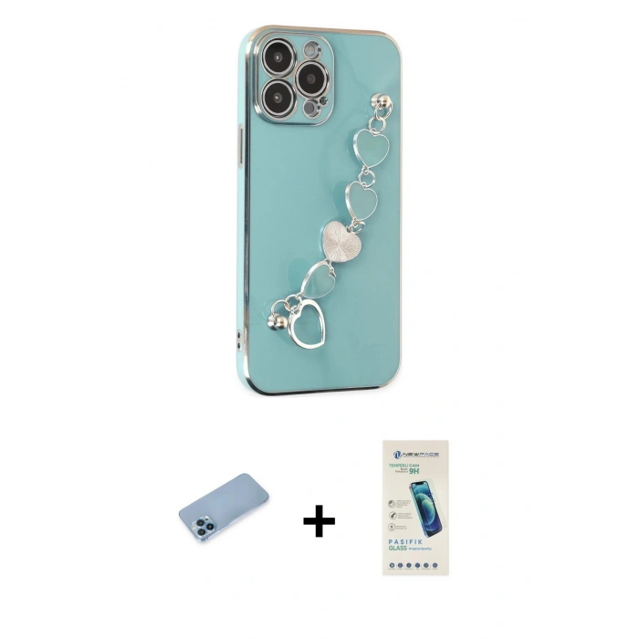 MARSİLYAN™- iPhone 13 Pro Max Kılıf Nova Işık Prime - Şeffaf Pasifik Cam Ekran Koruyucu + Shine Kamera Lens Koruma Cam - MI