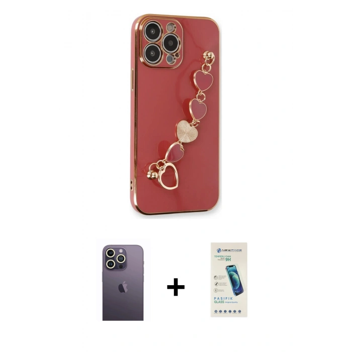 MARSİLYAN™- iPhone 13 Pro Max Kılıf Nova Işık Prime - Şeffaf Pasifik Cam Ekran Koruyucu + Neon Fosforlu Kamera Lens - BZ