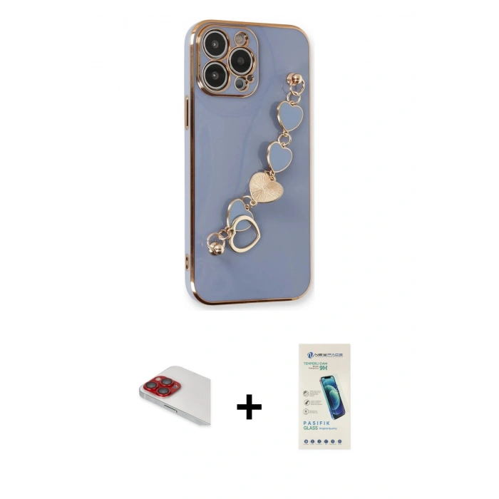 MARSİLYAN™- iPhone 13 Pro Max Kılıf Nova Işık Prime - Şeffaf Pasifik Cam Ekran Koruyucu + Pers Alüminyum Kamera Lens - KI