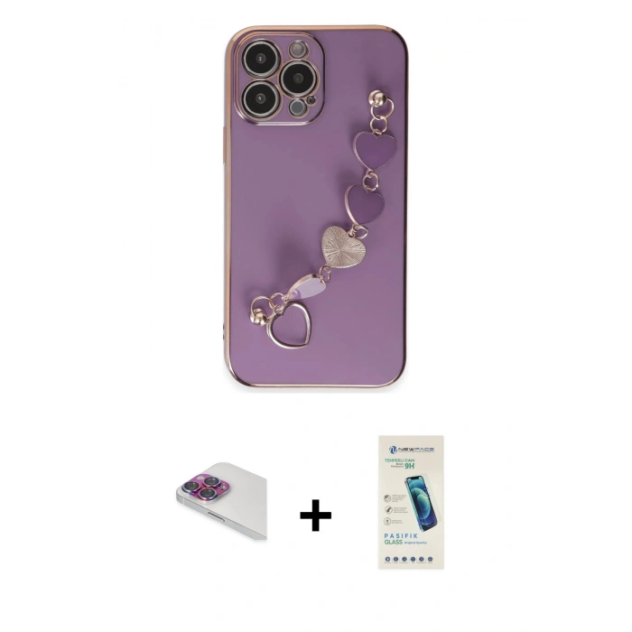 MARSİLYAN™- iPhone 13 Pro Max Kılıf Nova Işık Prime - Şeffaf Pasifik Cam Ekran Koruyucu + Pers Alüminyum Kamera Lens - GI