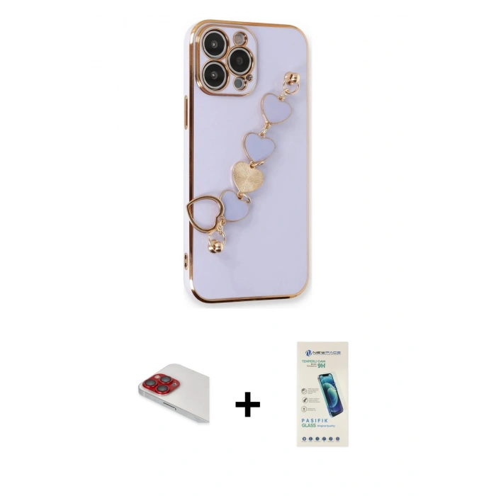 MARSİLYAN™- iPhone 13 Pro Max Kılıf Nova Işık Prime - Şeffaf Pasifik Cam Ekran Koruyucu + Pers Alüminyum Kamera Lens - KI