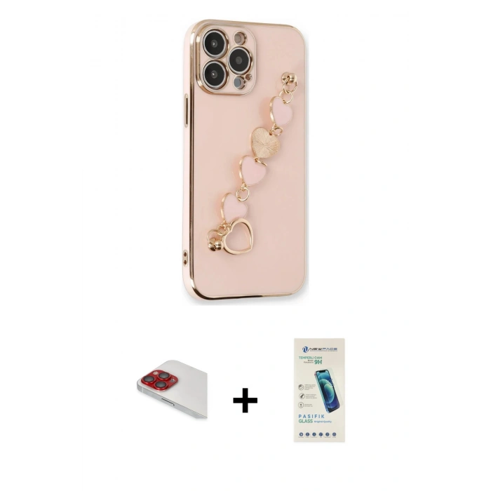 MARSİLYAN™- iPhone 13 Pro Max Kılıf Nova Işık Prime - Şeffaf Pasifik Cam Ekran Koruyucu + Pers Alüminyum Kamera Lens - KI