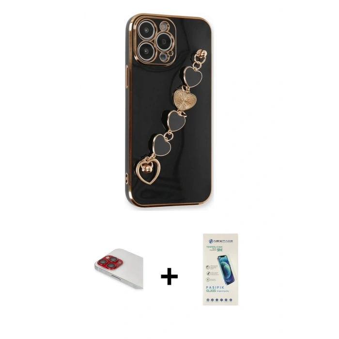 MARSİLYAN™- iPhone 13 Pro Max Kılıf Nova Işık Prime - Şeffaf Pasifik Cam Ekran Koruyucu + Pers Alüminyum Kamera Lens - KI