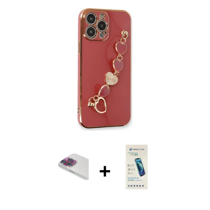 MARSİLYAN™- iPhone 13 Pro Max Kılıf Nova Işık Prime - Şeffaf Pasifik Cam Ekran Koruyucu + Pers Alüminyum Kamera Lens - GI