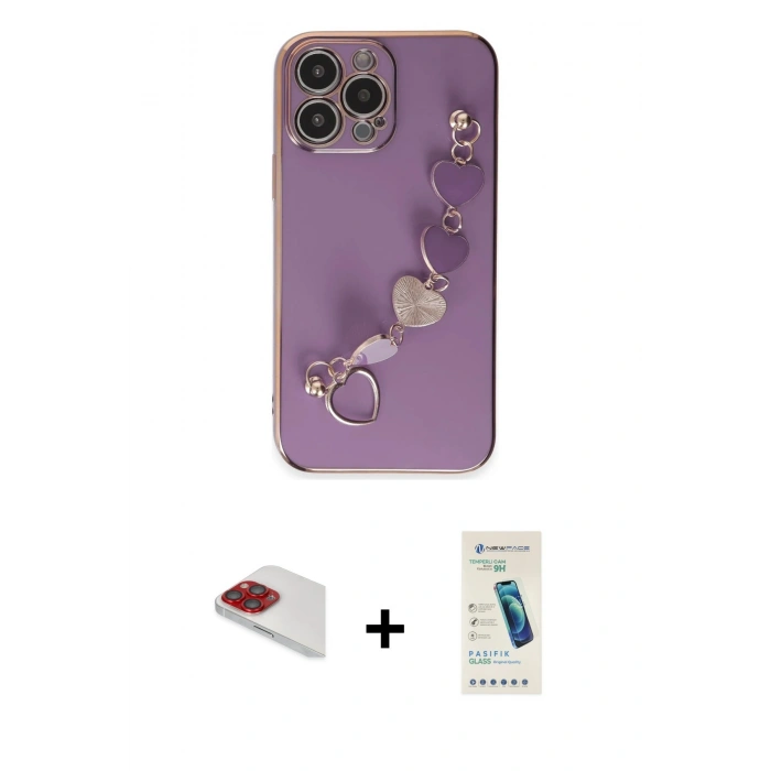 MARSİLYAN™- iPhone 13 Pro Max Kılıf Nova Işık Prime - Şeffaf Pasifik Cam Ekran Koruyucu + Pers Alüminyum Kamera Lens - KI