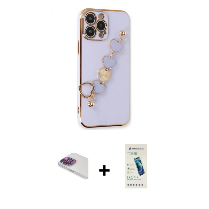 MARSİLYAN™- iPhone 13 Pro Max Kılıf Nova Işık Prime - Şeffaf Pasifik Cam Ekran Koruyucu + Pers Alüminyum Kamera Lens - GI