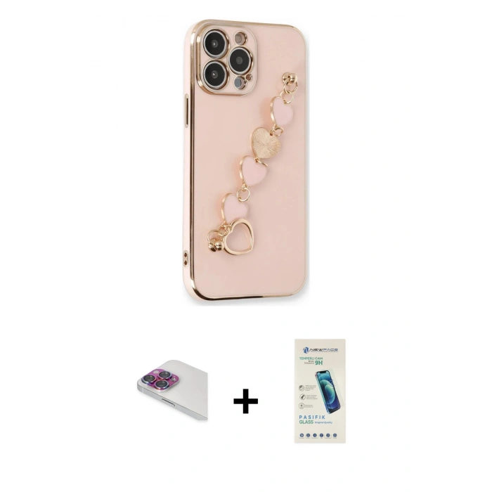 MARSİLYAN™- iPhone 13 Pro Max Kılıf Nova Işık Prime - Şeffaf Pasifik Cam Ekran Koruyucu + Pers Alüminyum Kamera Lens - GI