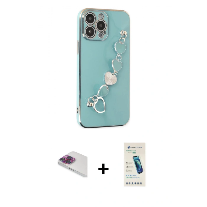 MARSİLYAN™- iPhone 13 Pro Max Kılıf Nova Işık Prime - Şeffaf Pasifik Cam Ekran Koruyucu + Pers Alüminyum Kamera Lens - GI