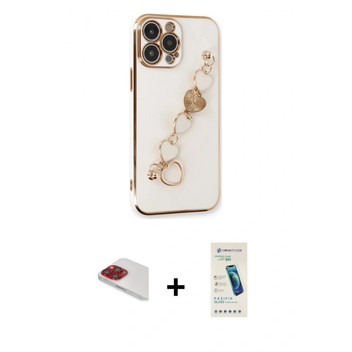MARSİLYAN™- iPhone 13 Pro Max Kılıf Nova Işık Prime - Şeffaf Pasifik Cam Ekran Koruyucu + Pers Alüminyum Kamera Lens - KI