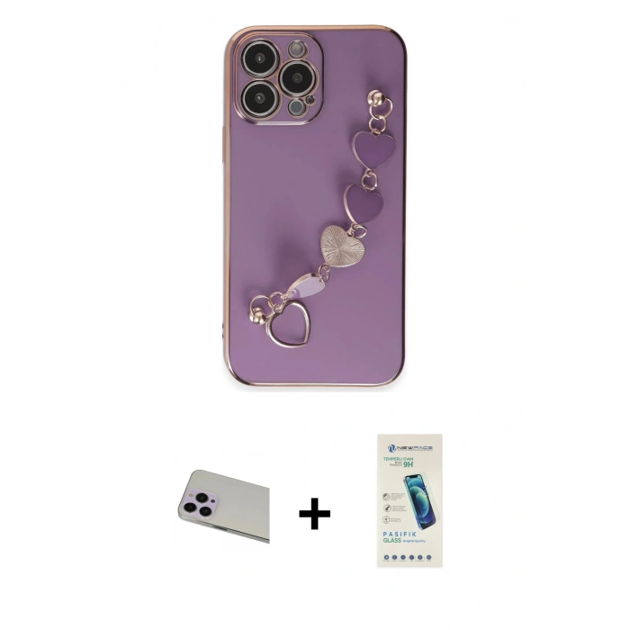MARSİLYAN™- iPhone 13 Pro Max Kılıf Nova Işık Prime - Şeffaf Pasifik Cam Ekran Koruyucu + Rainbow Kamera Lens Koruma Cam - MR