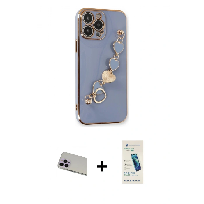 MARSİLYAN™- iPhone 13 Pro Max Kılıf Nova Işık Prime - Şeffaf Pasifik Cam Ekran Koruyucu + Rainbow Kamera Lens Koruma Cam - MR
