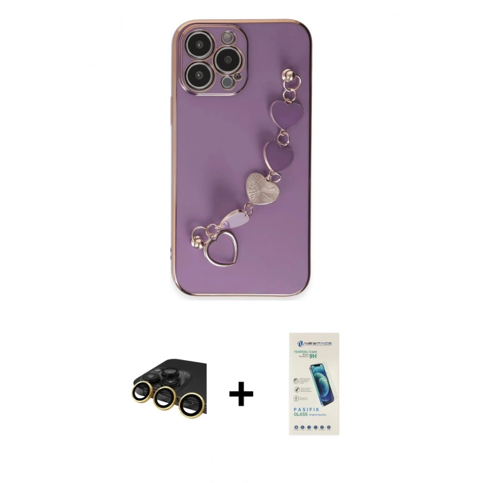 MARSİLYAN™- iPhone 13 Pro Max Kılıf Nova Işık Prime - Şeffaf Pasifik Cam Ekran Koruyucu + Raze Metal Kamera Lens - GD