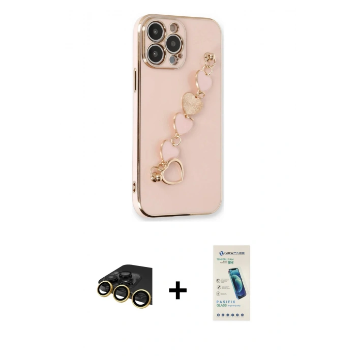 MARSİLYAN™- iPhone 13 Pro Max Kılıf Nova Işık Prime - Şeffaf Pasifik Cam Ekran Koruyucu + Raze Metal Kamera Lens - GD