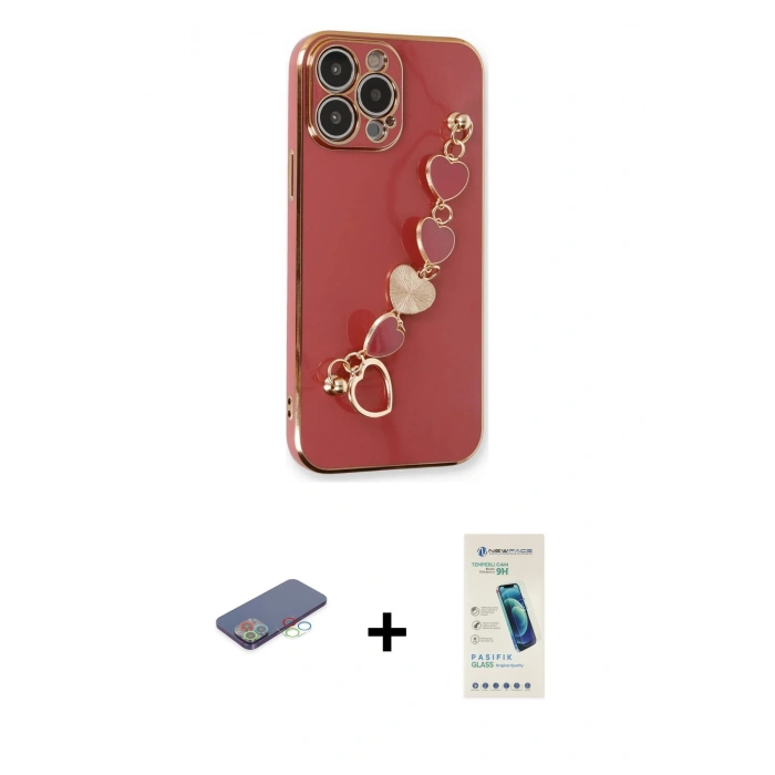 MARSİLYAN™- iPhone 13 Pro Max Kılıf Nova Işık Prime - Şeffaf Pasifik Cam Ekran Koruyucu + Renkli Kamera Lens Koruma Cam - MI