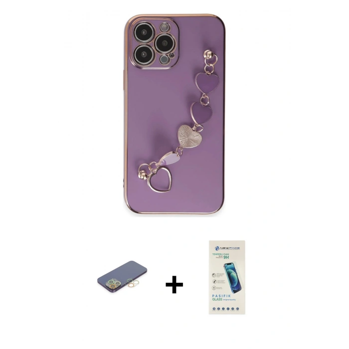 MARSİLYAN™- iPhone 13 Pro Max Kılıf Nova Işık Prime - Şeffaf Pasifik Cam Ekran Koruyucu + Renkli Kamera Lens Koruma Cam - SI