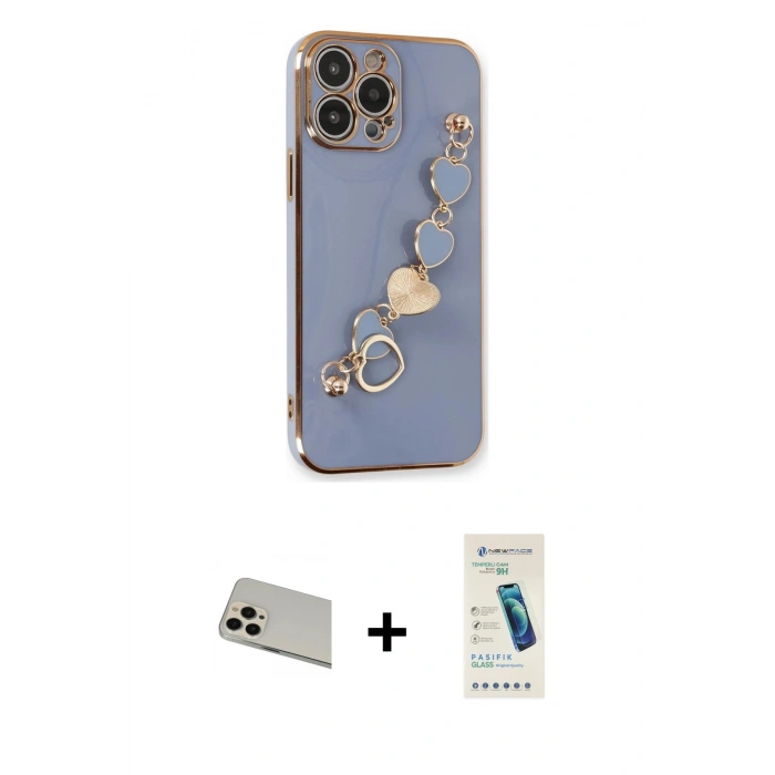 MARSİLYAN™- iPhone 13 Pro Max Kılıf Nova Işık Prime - Şeffaf Pasifik Cam Ekran Koruyucu + Rainbow Kamera Lens Koruma Cam - REGD