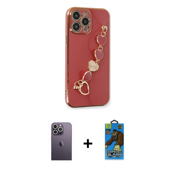 MARSİLYAN™- iPhone 13 Pro Max Kılıf Nova Işık Prime - Siyah 18D Cam Ekran Koruyucu + Neon Fosforlu Kamera Lens - BZ