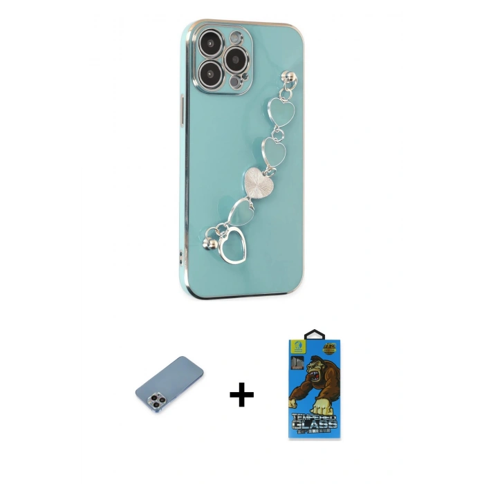 MARSİLYAN™- iPhone 13 Pro Max Kılıf Nova Işık Prime - Siyah 18D Cam Ekran Koruyucu + Shine Kamera Lens Koruma Cam - GI