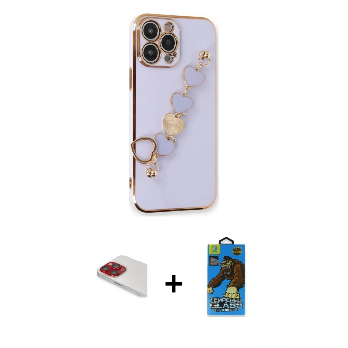 MARSİLYAN™- iPhone 13 Pro Max Kılıf Nova Işık Prime - Siyah 18D Cam Ekran Koruyucu + Pers Alüminyum Kamera Lens - KI