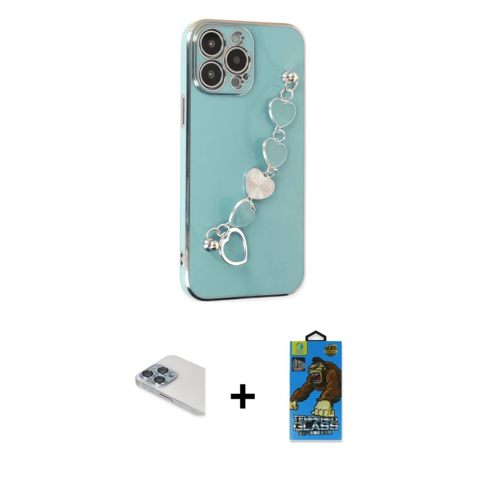 MARSİLYAN™- iPhone 13 Pro Max Kılıf Nova Işık Prime - Siyah 18D Cam Ekran Koruyucu + Pers Alüminyum Kamera Lens - SABE