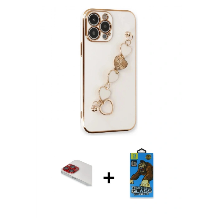 MARSİLYAN™- iPhone 13 Pro Max Kılıf Nova Işık Prime - Siyah 18D Cam Ekran Koruyucu + Pers Alüminyum Kamera Lens - KI