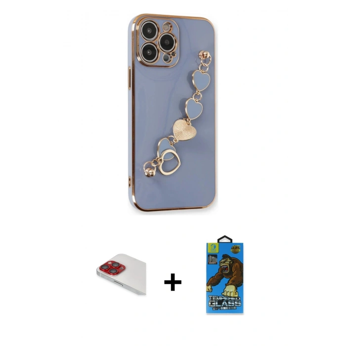 MARSİLYAN™- iPhone 13 Pro Max Kılıf Nova Işık Prime - Siyah 18D Cam Ekran Koruyucu + Pers Alüminyum Kamera Lens - KI