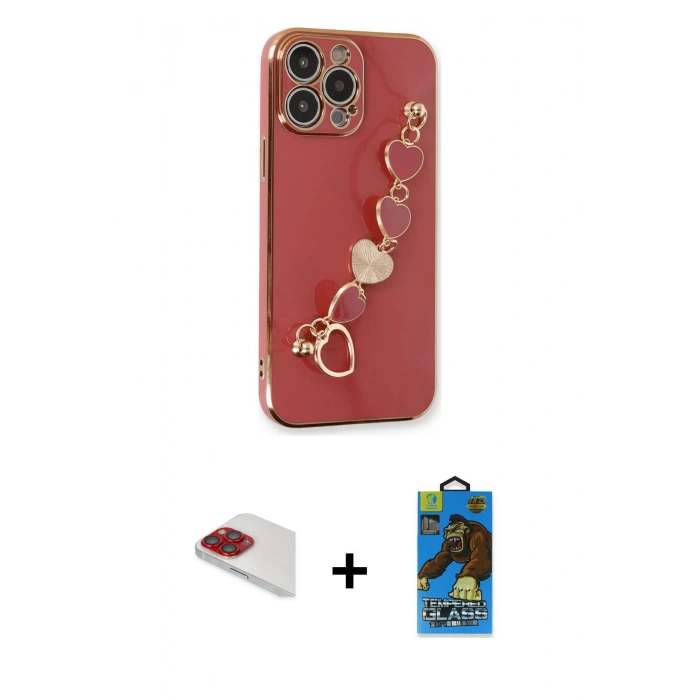 MARSİLYAN™- iPhone 13 Pro Max Kılıf Nova Işık Prime - Siyah 18D Cam Ekran Koruyucu + Pers Alüminyum Kamera Lens - KI