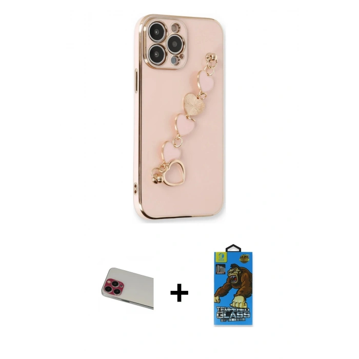 MARSİLYAN™- iPhone 13 Pro Max Kılıf Nova Işık Prime - Siyah 18D Cam Ekran Koruyucu + Rainbow Kamera Lens Koruma Cam - KI