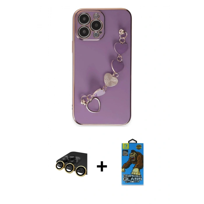 MARSİLYAN™- iPhone 13 Pro Max Kılıf Nova Işık Prime - Siyah 18D Cam Ekran Koruyucu + Raze Metal Kamera Lens - GD
