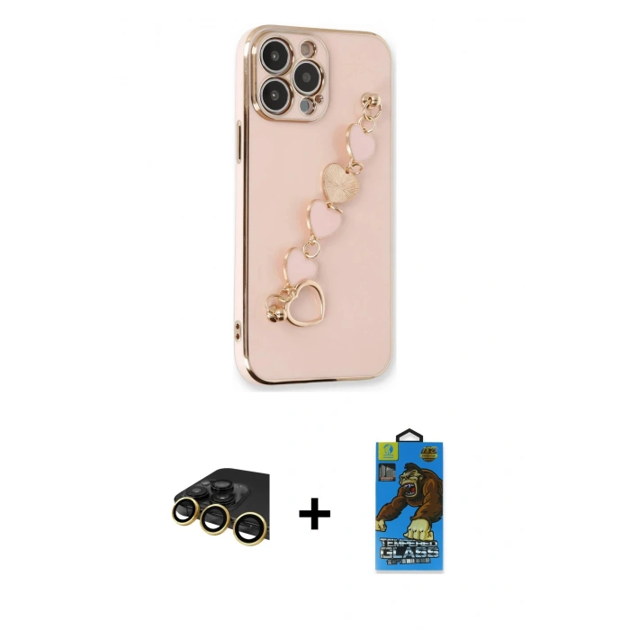 MARSİLYAN™- iPhone 13 Pro Max Kılıf Nova Işık Prime - Siyah 18D Cam Ekran Koruyucu + Raze Metal Kamera Lens - GD
