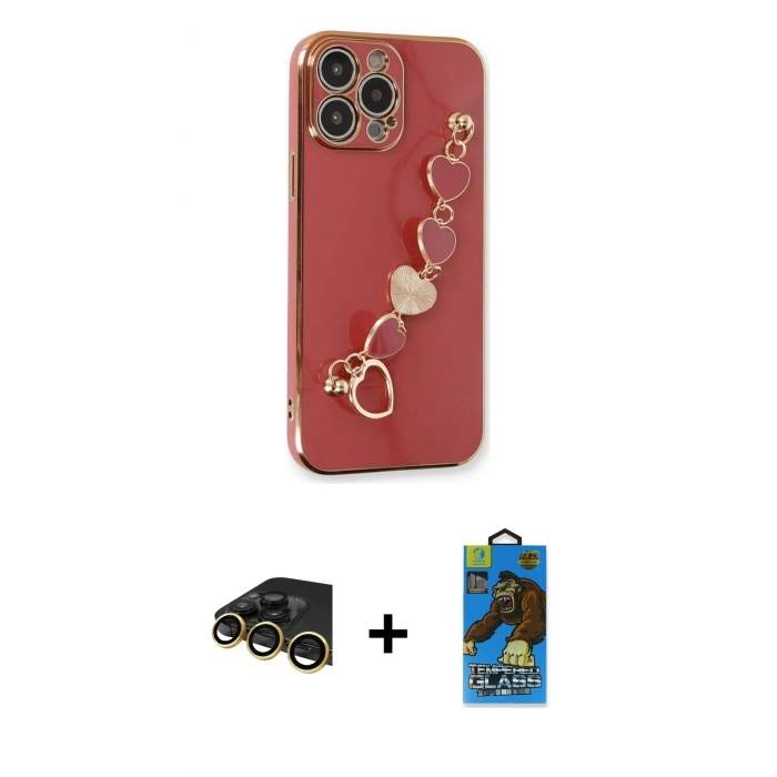 MARSİLYAN™- iPhone 13 Pro Max Kılıf Nova Işık Prime - Siyah 18D Cam Ekran Koruyucu + Raze Metal Kamera Lens - GD
