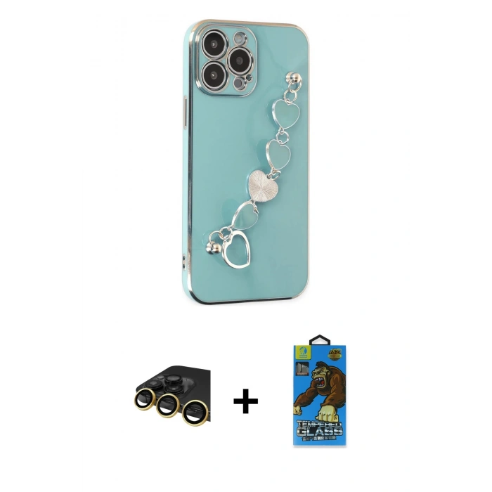 MARSİLYAN™- iPhone 13 Pro Max Kılıf Nova Işık Prime - Siyah 18D Cam Ekran Koruyucu + Raze Metal Kamera Lens - GD